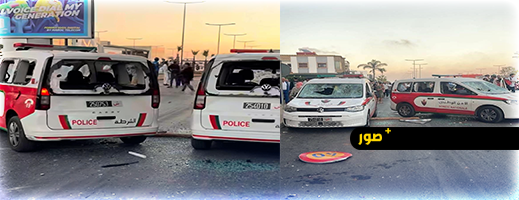 تحطيم-سيارتي-شرطة-خلال-احتجاجات-“جيل-زد”-في-سلا