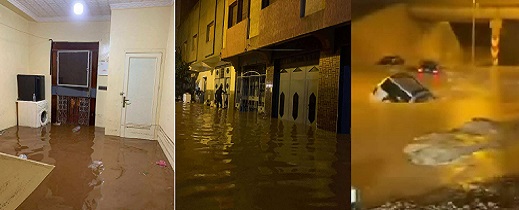 فيضانات-تقطع-الطريق-بين-سلوان-والعروي-وتغمر-عددا-من-المنازل